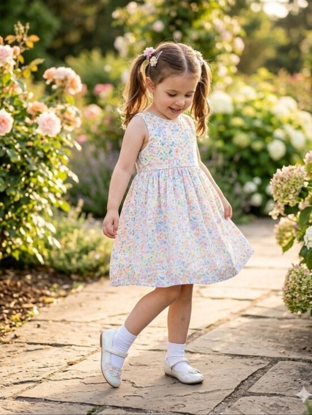 Rachel Shoes White Sparkle Floral Mary Jane For Girl's Size 8